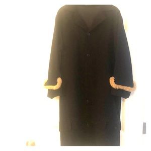 Yohji Yamamoto overcoat, lamb fur sleeve detail